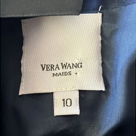 Vera Wang Maids Navy Bridesmaid Dress with Gray Bow and Jewel Detail Size 10 - Picture 8 of 12